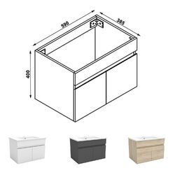 Waschtisch mit Unterschrank Badmöbel Set Keramikbecken Anthrazit 60/80/100/120cm