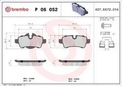 BREMBO Bremsbelagsatz Scheibenbremse XTRA LINE P 06 052X für CLUBMAN MINI R56