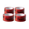 4x Klebeband Vorsicht Glas 48 mm 66 m rot Paketklebeband Bruchgefahr Packband