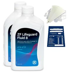 2 Liter Automatikgetriebeöl 8HP ZF LifeGuard Fluid 8 inkl. Trichter + Anhänger