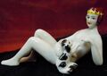 Figurine Dog Bathing Beauty Sexy Naked Art Deco-German Style Art Nouveau Style P