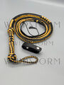 Echte Bullenlederpeitsche Bullwhip in Beige/Schwarz in 8FT