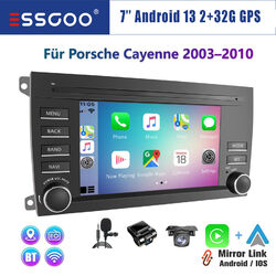 7'' Android 13 Autoradio Carplay 32G GPS DVR KAM Für Porsche Cayenne 9PA 2002-10