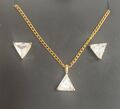 VINTAGE Espree Halskette & Ohrring Set Goldton & Diamant in OVP