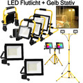 LED Fluter 10-100W Flutlicht Teleskopstativ Baustrahler Scheinwerfer mit Stecker