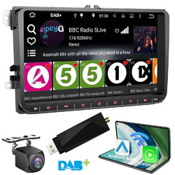 9" Autoradio Android12 GPS Navi WiFi Mit DAB+ Für 2DIN VW GOLF 5 6 Passat TouranKabelloses Carplay&Android Auto,BT 5.0,FM,Freie Kamera