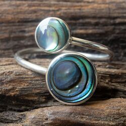 Damen Ring 925 Silber Abalone Paua Muschel Perlmutt Schmuck Stein grün blau Boho