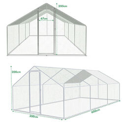 Hühnerstall Hühnerhaus Tiergehege Hasenstall Tier PE Dach 6/9/12/18/24m²