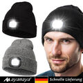 Wintermütze für Herren und Damen mit USB-aufladbarem LED-Licht Warme Stirnlamp