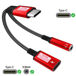1x Typ C auf 3,5 mm und Ladegerät Kopfhörer 2 in1 Audiobuchse USB C Kabeladapter