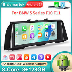 Android 14 8-Core Autoradio CarPlay GPS DAB SWC GPS Navi Für BMW 5er F10 F11 CIC