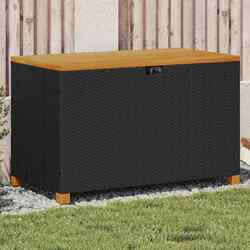 Garten-Auflagenbox Poly Rattan Akazienholz Truhe Kissenbox Aufbewahrungsbox neu