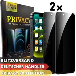 Glas Sichtschutz für iPhone 16 15 14 13 Schutzfolie Anti Spy Folie Dunkel Panzer⭐⭐⭐⭐⭐ 2 STÜCK ✅ DEUTSCHER HÄNDLER ✅ BLITZVERSAND✅