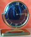 Tischuhr mit 8-Tage Werk, zwei Steine, 1950er-/60er Jahre, Messing, alt, defekt