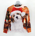 Damen Sweatshirt Langarmshirt Weihnachtspullover mit Hund Motiv in Gr. S