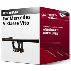 Anhängerkupplung abnehmbar für Mercedes V-Klasse Vito 02.1996-07.2003 neuKugelkopf nicht abschließbar