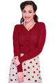 Voodoo Vixen Strickjacke Scalloped Edge Heart Cardigan Rot Retro Herz Lochmuster