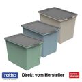 Rotho Stapelbox A3 mit Rollen 70 l Aufbewahrung Robust Gross Deckel Eco Compact