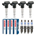 4x NTY Zündspule +4x BOSCH Zündkerze Laser Platinum für Mazda 5 CW 1.8 MZR