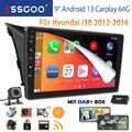 Für Hyundai i30 2012-2016 DAB+ Android13 Autoradio 2+64G CarPlay GPS Navi KAM