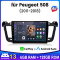 6+128G 9"Android 13 Für Peugeot 508 2011-18 Autoradio GPS Nav SWC Carplay 8-Kern