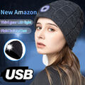 Mütze mit LED Licht Beanie Herren Damen Unisex Wintermütze USB Strickmütze Warm