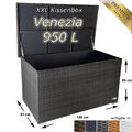 Kissenbox Auflagenbox Gartentruhe Gartenbox Truhe Box Polyrattan Rattan Grau XL