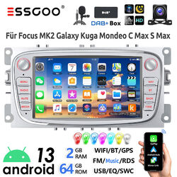 Autoradio DAB+ 64G Android 13 Carplay Navi KAM Für Ford Focus MK2 Mondeo C S Max