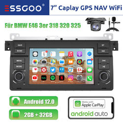 Carplay Android 12 32G Autoradio GPS WIFI MIK Kamera Für BMW 3er E46 318 320 325