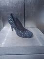 Neuwertig TAMARIS Pumps Gr 40 blau weiß Lackleder High Heels Tweed Stilettos 943