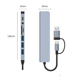 8-in-1 USB C Hub Typ C Multiport Docking Station Adapter PD Kartenleser