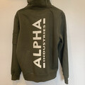 Alpha Industries Hoodie Herren Erwachsene Gr. M grün Pullover Spruch Logo am Rücken