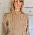 Beige Wollpullover Größe 6/8 Langarm mit doppelten Manschetten, Rundhalsausschnitt guter Con