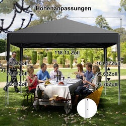 3x3m Pavillon Pop-Up Stabil Gartenzelt UV Faltpavillon Gartenpavillon Partyzelt