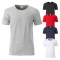 Herren Bio T-Shirt mit Rollsaum aus Bio Baumwolle, 5 Farben | James & Nicholson