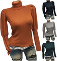 Damenpullover Rollkragen Basic Pulli Winter Strick Rolli  Shirt Sweater 34 36 38