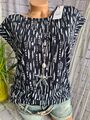 Street One Bluse Shirt Tunika schwarz weiß gemustert Kurzarm Gummizug (1 120)