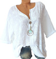 Longbluse Weiß Bluse Tunika Edel bestickt große Größe  46 48 50