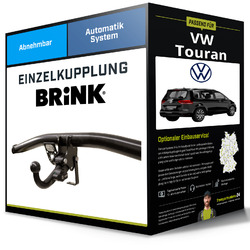 Abnehmbare Anhängerkupplung für VW Touran 10- Typ 1T1/1T2/1T3 Brink NEUBis 18.07. im FlashSale 10% sparen*!