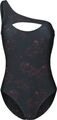 Black Premium by EMP Damen schwarzer Badeanzug mit Print und asymmetrischer