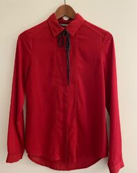 Tommy Hilfiger Bluse Damen rot mit Schleife Gr. XS 