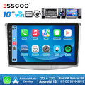 10.1" Autoradio Carplay Android 13 32G GPS FM RDS Für VW Passat B6 B7 CC 10-2015