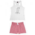 SNOOPY SCHLAFANZUG PYJAMA SHORTY TANKTOP HAUSANZUG BAUMWOLLE ROSA WEISS Gr: S-XL