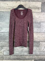 Free People Love Letter Top M/L Burgund Stretch Langarm Basic Seamless