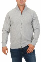 Herren Sweatjacke ohne Kapuze Zip-Jacke Reißverschluss mit Kragen Pullover Sweat