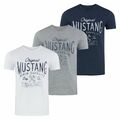 Mustang Herren T-Shirt Basic Print Rundhals Kurzarm Tee Shirt 100% Baumwolle NEU