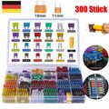 300 Stück KFZ Sicherungen Set 2A-40A Auto Mini Flachsicherungen Sortiment Box DE