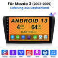 4+64G Für Mazda 3 2003-2009 BK 9" Android13 Autoradio GPS Navi FM DAB+ Bluetooth