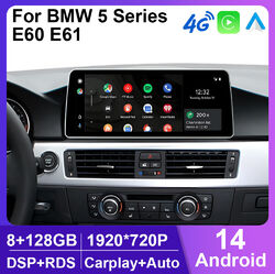 12.3" Android 14 Autoradio CarPlay 128GB GPS Navi 4G LTE Für BMW 5er E60 E61 CIC