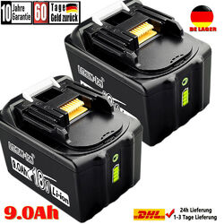 2er Set Original 18V/9,0Ah für Makita Akku BL1860B-- 197422-4 BL1850 BL1830 B DE